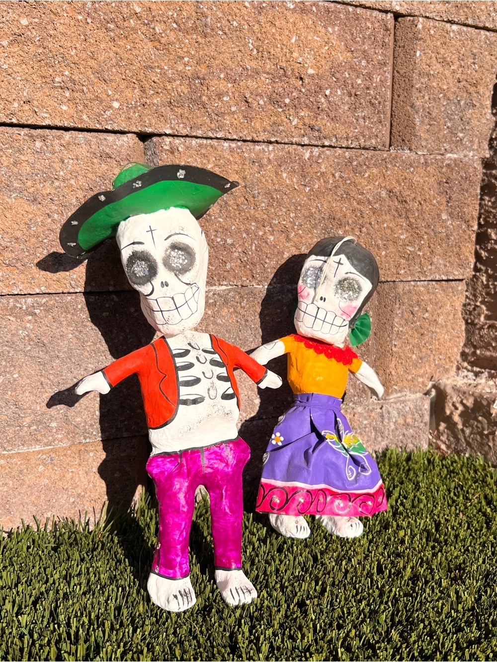 Colorful Skeleton couple papermache